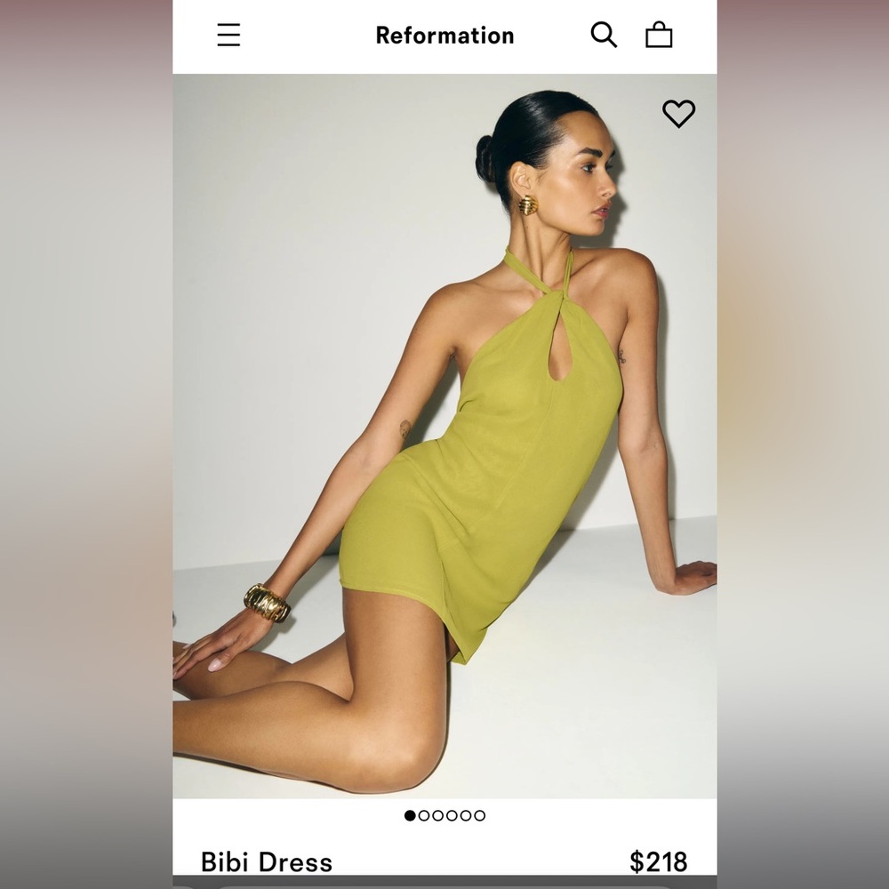 Reformation Bibi Dress in Chartreuse Green